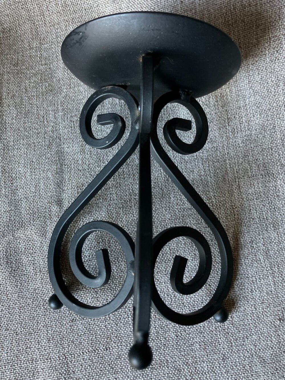 Set of 3 Black Wrought Iron Scrollwork Pillar Candle Holders French Country Vibe - Picture 4 of 10